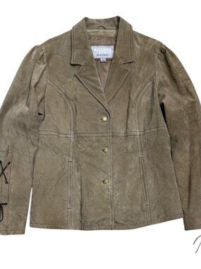 WILSONS LEATHER Suede Luxury Designer Vintage Y2K Tan Jacket Womens Large